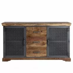 Ars manufacti Sideboard Hunter II - Mango massiv / Metall - Mango / Blaugrau -Buromobel Verkaufe 1000211063 210127 06295600015 DETAILS P000000001000211063