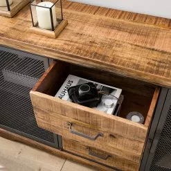 Ars manufacti Sideboard Hunter II - Mango massiv / Metall - Mango / Blaugrau -Buromobel Verkaufe 1000211063 210219 10173400003 DETAILS P000000001000211063