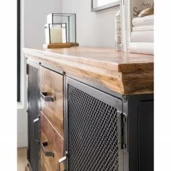 Ars manufacti Sideboard Hunter II - Mango massiv / Metall - Mango / Blaugrau -Buromobel Verkaufe 1000211063 210219 10174200008 DETAILS P000000001000211063