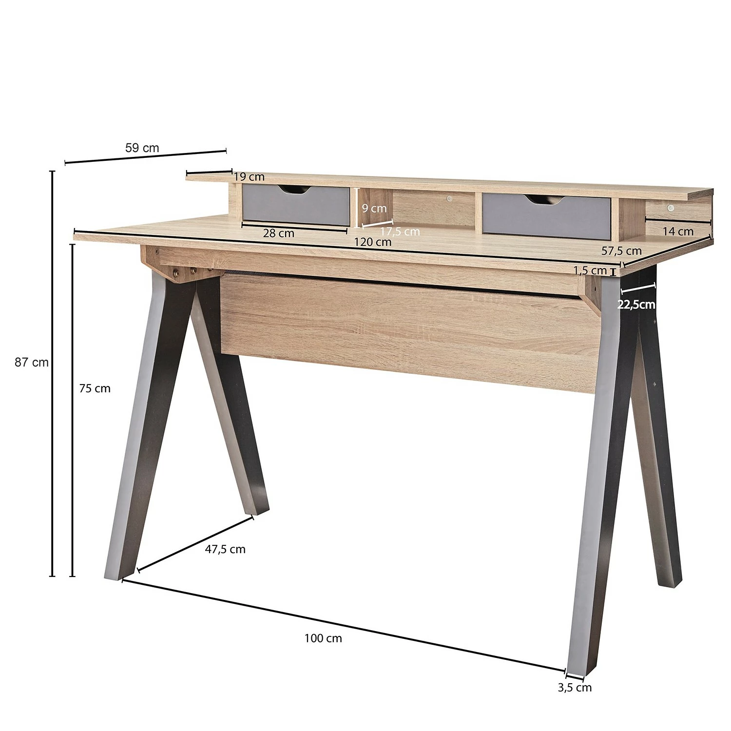 Furnitive Schreibtisch Juuma - Eiche Sonoma Dekor / Dunkelgrau 10 Furnitive Schreibtisch Juuma - Eiche Sonoma Dekor / Dunkelgrau – Bild 8