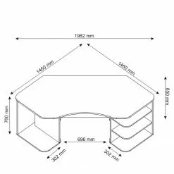 Furnitive Eckschreibtisch Crosswoods - Anthrazit / Weiß -Buromobel Verkaufe 1000212452 200511 14235000060 SKETCH DETAILS P000000001000212452 sketch