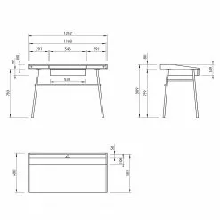 Temahome Schreibtisch Ply II - Eiche teilmassiv / Metall - Eiche Hell / Schwarz -Buromobel Verkaufe 1000214019 200527 06044400039 SKETCH DETAILS P000000001000214019 sketch