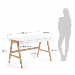 Furnitive Schreibtisch Nilos - Eiche teilmassiv - Weiß / Eiche -Buromobel Verkaufe 1000214323 200609 07303100031 SKETCH DETAILS P000000001000214323 sketch