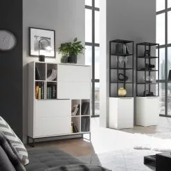 Fredriks Regal White Hall - Matt Weiß / Schwarz -Buromobel Verkaufe 1000218374 210302 11190200001 MOOD DETAILS P000000001000218374 mood