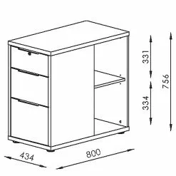 Maja Möbel Container eDJUST III - Platingrau / Weiß Spiegelglanz -Buromobel Verkaufe 1000220607 200824 06315700130 SKETCH DETAILS P000000001000220607 sketch
