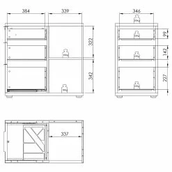 Maja Möbel Container eDJUST III - Platingrau / Weiß Spiegelglanz -Buromobel Verkaufe 1000220607 200824 06315800131 SKETCH DETAILS P000000001000220607 sketch