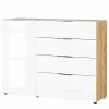 Germania Sideboard Oakland I - Glas - Weiß / Eiche Navarra Dekor
