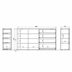 Germania Sideboard Oakland II - Glas - Schwarz -Buromobel Verkaufe 1000223292 200826 06244300096 SKETCH DETAILS P000000001000223292 sketch