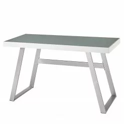 Furnitive LED Schreibtisch Vicq - Glas / Stahl - Weiß / Edelstahl -Buromobel Verkaufe 1000233942 210415 15081800060 DETAILS P000000001000233942