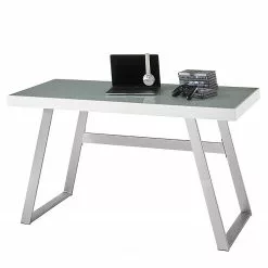 Furnitive LED Schreibtisch Vicq - Glas / Stahl - Weiß / Edelstahl -Buromobel Verkaufe 1000233942 210415 15082800066 DETAILS P000000001000233942