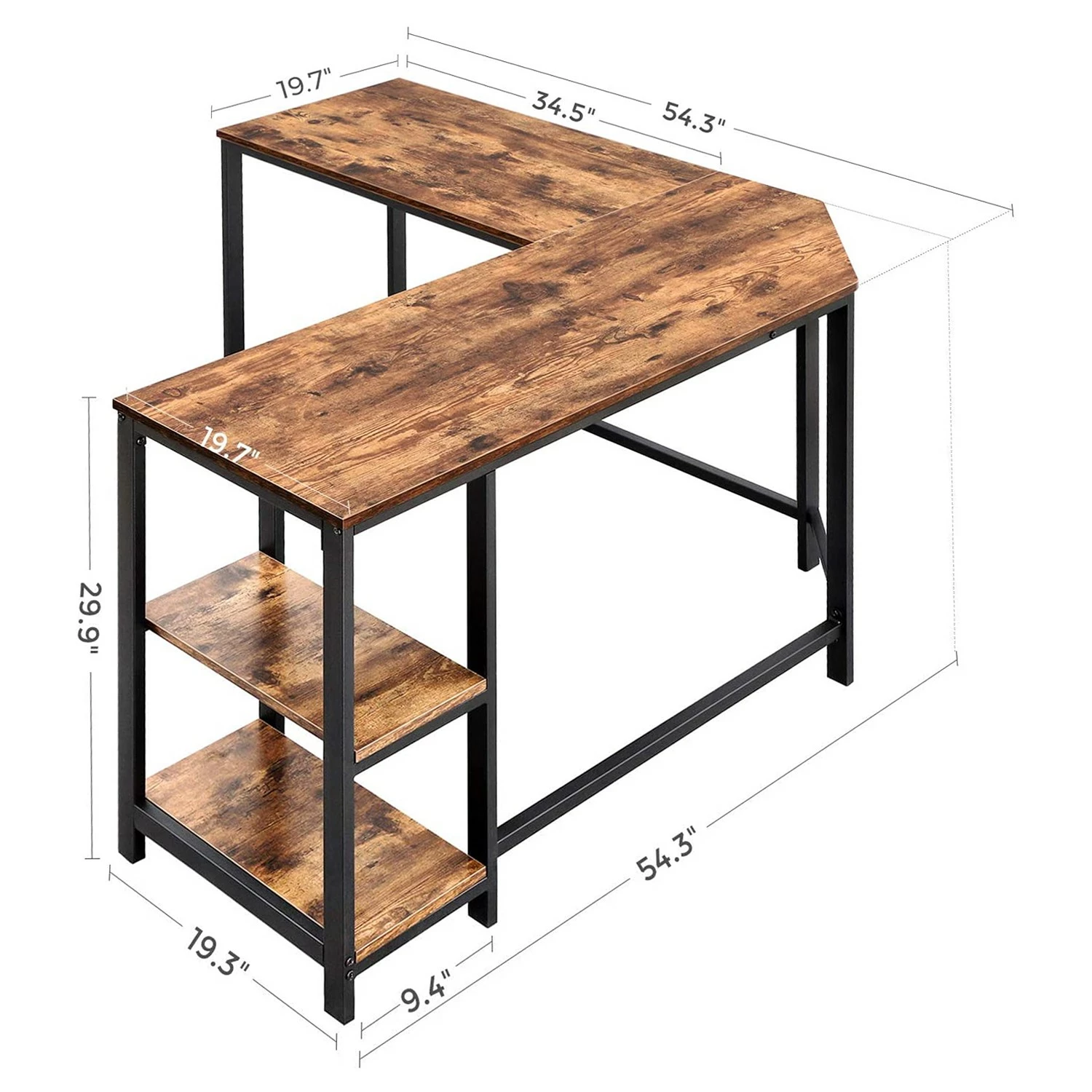 Red Living Eckschreibtisch Buxy II - Eiche Rustikal Dekor 8 Red Living Eckschreibtisch Buxy II - Eiche Rustikal Dekor – Bild 6