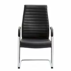 Mayer Sitzmöbel Freischwinger myDELUXE ll - Leder & Kunstleder / Chrom - Schwarz