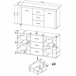 Loftscape Sideboard Vierzon - Eiche Sonoma Dekor -Buromobel Verkaufe 1000237347 201230 13162700072 SKETCH DETAILS P000000001000237347 sketch