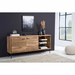 Ars Natura Sideboard Roody - Inkl. Beleuchtung - Akazie massiv / Metall - Akazie / Schwarz -Buromobel Verkaufe 1000238181 220420 021 MOOD DETAILS P000000001000238181 mood