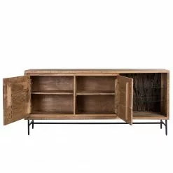 Ars Natura Sideboard Roody - Inkl. Beleuchtung - Akazie massiv / Metall - Akazie / Schwarz -Buromobel Verkaufe 1000238181 220420 040 DETAILS P000000001000238181