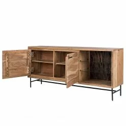 Ars Natura Sideboard Roody - Inkl. Beleuchtung - Akazie massiv / Metall - Akazie / Schwarz -Buromobel Verkaufe 1000238181 220420 045 DETAILS P000000001000238181