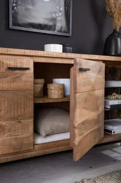 Ars Natura Sideboard Roody - Inkl. Beleuchtung - Akazie massiv / Metall - Akazie / Schwarz -Buromobel Verkaufe 1000238181 220420 052 DETAILS P000000001000238181