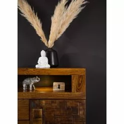 Wolf-Möbel Sideboard Bazac - Inkl. Beleuchtung - Akazie massiv - Akazie / Dunkelgrau -Buromobel Verkaufe 1000243213 220311 030 DETAILS P000000001000243213