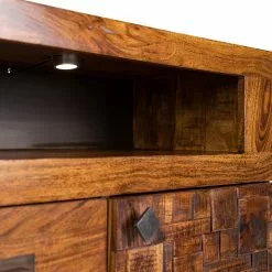 Wolf-Möbel Sideboard Bazac - Inkl. Beleuchtung - Akazie massiv - Akazie / Dunkelgrau -Buromobel Verkaufe 1000243213 220314 062 DETAILS P000000001000243213