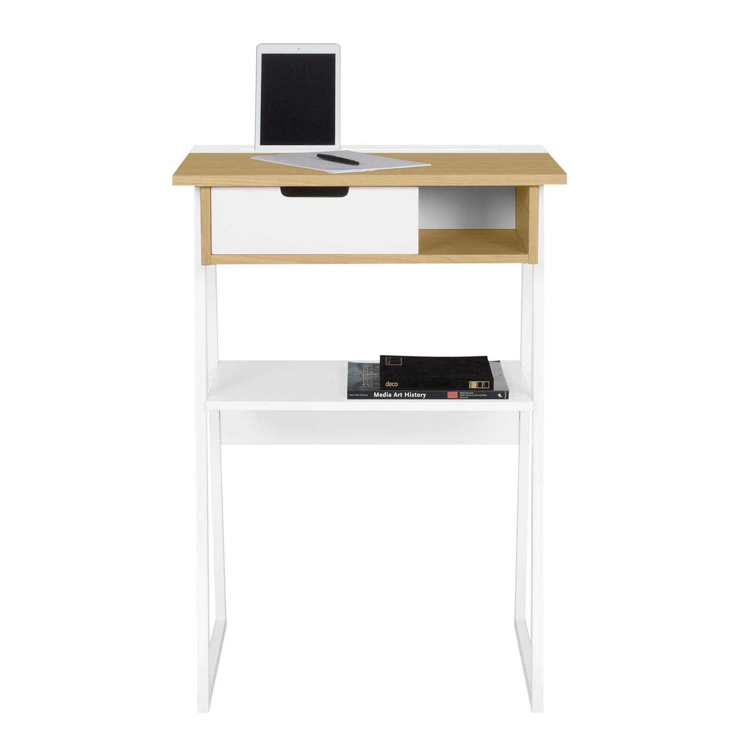 Temahome Stehschreibtisch Space - Echtholzfurnier / Metall - Eiche / Weiß 11 Temahome Stehschreibtisch Space - Echtholzfurnier / Metall - Eiche / Weiß – Bild 9