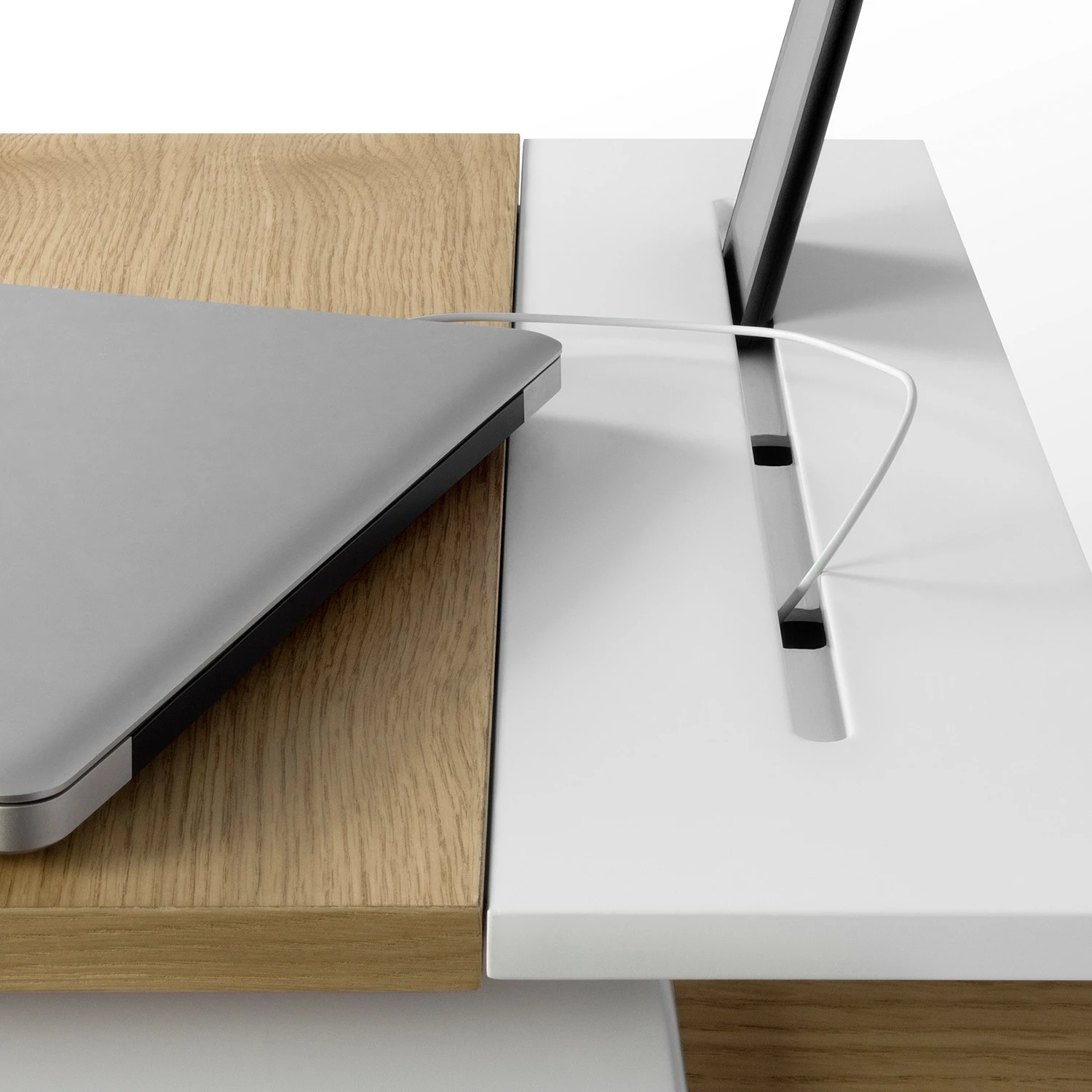 Temahome Stehschreibtisch Space - Echtholzfurnier / Metall - Eiche / Weiß 14 Temahome Stehschreibtisch Space - Echtholzfurnier / Metall - Eiche / Weiß – Bild 12