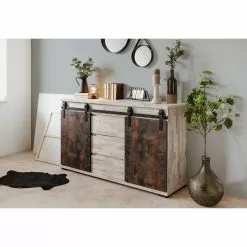 Maison Belfort Sideboard Janze I - Kiefer Weiß Dekor / Vintage Braun -Buromobel Verkaufe 1000254985 210322 08500200014 MOOD DETAILS P000000001000254985 mood