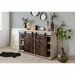 Maison Belfort Sideboard Janze I - Kiefer Weiß Dekor / Vintage Braun -Buromobel Verkaufe 1000254985 210322 08500300015 MOOD DETAILS P000000001000254985 mood