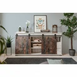 Maison Belfort Sideboard Janze II - Kiefer Weiß Dekor / Vintage Braun -Buromobel Verkaufe 1000254986 210322 08501700024 MOOD DETAILS P000000001000254986 mood