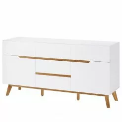 Mørteens Sideboard Tenabo II - Eiche teilmassiv - Weiß / Eiche