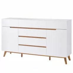 Mørteens Sideboard Tenabo III - Eiche teilmassiv - Weiß / Eiche