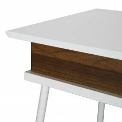 Fredriks Schreibtisch Paide - (Höhenverstellbar) - Hochglanz Weiß / Walnuss Dekor -Buromobel Verkaufe 1000256389 220331 060 DETAILS P000000001000256389