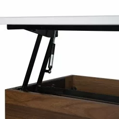 Fredriks Schreibtisch Paide - (Höhenverstellbar) - Hochglanz Weiß / Walnuss Dekor -Buromobel Verkaufe 1000256389 220331 063 DETAILS P000000001000256389