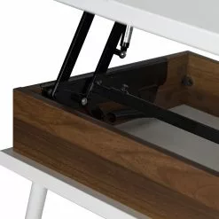 Fredriks Schreibtisch Paide - (Höhenverstellbar) - Hochglanz Weiß / Walnuss Dekor -Buromobel Verkaufe 1000256389 220331 064 DETAILS P000000001000256389