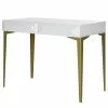Jack & Alice Schreibtisch Canoa - Hochglanz Weiß / Gold