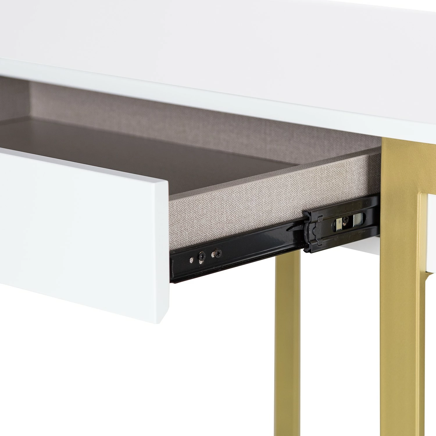 Jack & Alice Schreibtisch Cayo - Hochglanz Weiß / Gold 15 Jack & Alice Schreibtisch Cayo - Hochglanz Weiß / Gold – Bild 13