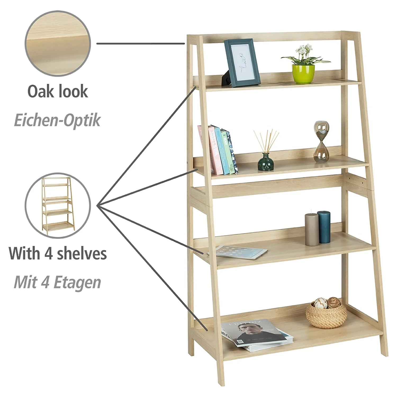 WENKO Standregal Edda - Eiche massiv 5 WENKO Standregal Edda - Eiche massiv – Bild 3