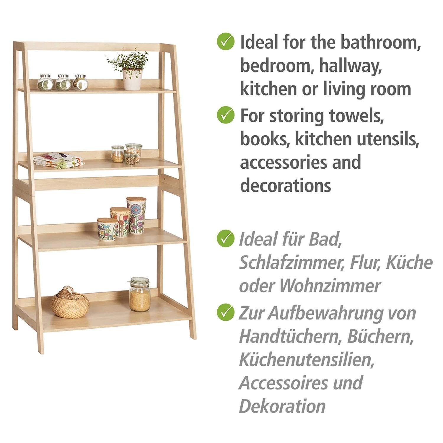 WENKO Standregal Edda - Eiche massiv 6 WENKO Standregal Edda - Eiche massiv – Bild 4