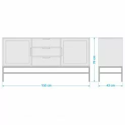 Jack & Alice Sideboard Puyo - Akazie massiv / Metall - Akazie / Gold -Buromobel Verkaufe 1000264972 220118 131413000517 SKETCH DETAILS P000000001000264972 sketch
