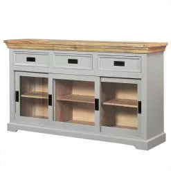 Maison Belfort Sideboard Antton - Akazie / Mango massiv - Grau / Mango