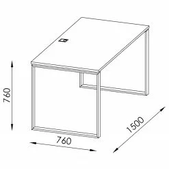 Maja Möbel Schreibtisch YOLO - Breite: 150 cm - Vernickelt -Buromobel Verkaufe 1000268995 210610 16245000050 SKETCH DETAILS P000000001000268995 sketch