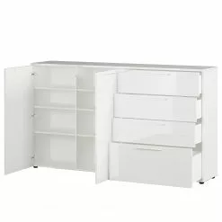Germania Sideboard Sunnyvale - Hochglanz Weiß / Matt Weiß - Breite: 186 cm -Buromobel Verkaufe 1000270198 210526 06260600008 DETAILS P000000001000270198