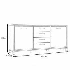 Red Living Sideboard Egan I - Eiche Artisan Dekor / Eiche Schwarz Dekor -Buromobel Verkaufe 1000270237 210609 06155900194 SKETCH DETAILS P000000001000270237 sketch