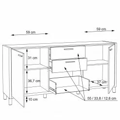 Norrwood Sideboard Boyd I - Weiß / Eiche Dekor -Buromobel Verkaufe 1000270252 210609 06160300255 SKETCH DETAILS P000000001000270252 sketch