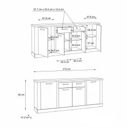 Ridgevalley Sideboard Moro II - Eiche Artisan Dekor / Grau -Buromobel Verkaufe 1000272379 210819 07024800129 SKETCH DETAILS P000000001000272379 sketch