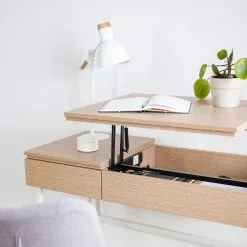 Loftscape Schreibtisch Neutra - (höhenverstellbar) - Eiche Dekor / Matt Weiß -Buromobel Verkaufe 1000272894 220520 030 DETAILS P000000001000272894