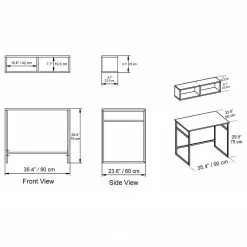 Red Living Schreibtisch-Set Ann (2-teilig) - Weiß / Gold -Buromobel Verkaufe 1000273402 210615 12562700067 SKETCH DETAILS P000000001000273402 sketch