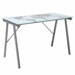 Loftscape Schreibtisch Seda - Glas / Aluminium - Weiß / Hellgrau