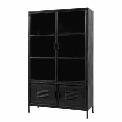Red Living Vitrinenschrank Ravno - Metall - Vintage Schwarz