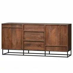 Red Living Sideboard Borro II - Mango massiv / Metall - Mango / Schwarz