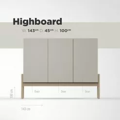 Studio Copenhagen Highboard Cooby - Muschelweiß / Eiche Hell -Buromobel Verkaufe 1000276945 211111 1449020000501 SKETCH DETAILS P000000001000276945 sketch